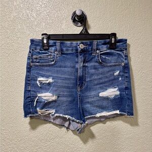 American Eagle Outfitters Blue Distressed Jean Shorts